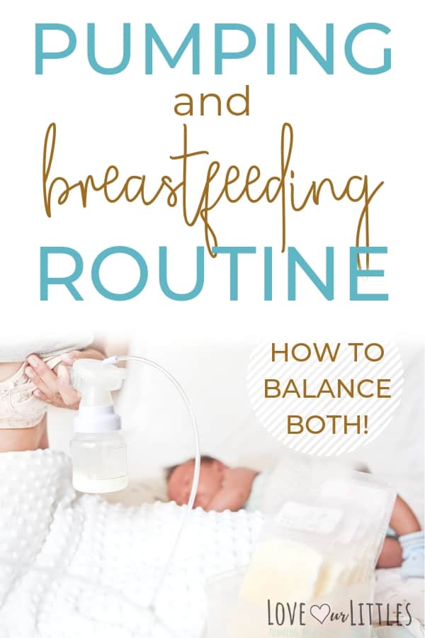Breastfeeding and pumping schedule routine with pumping mom and baby.